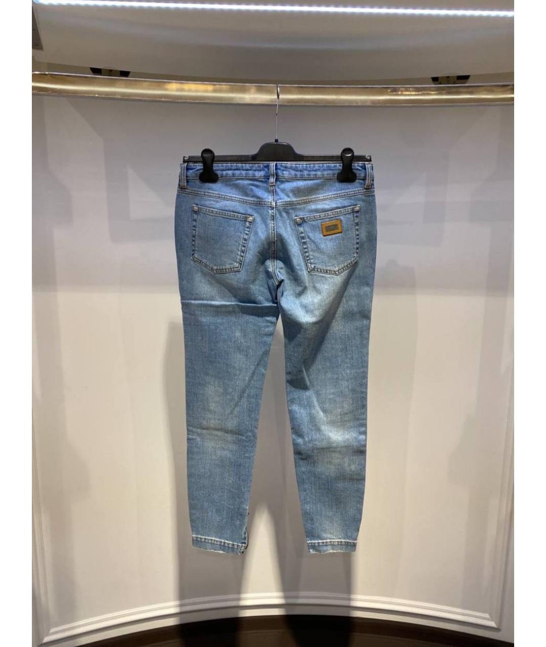 DOLCE&GABBANA Голубые хлопковые джинсы слим, фото 2