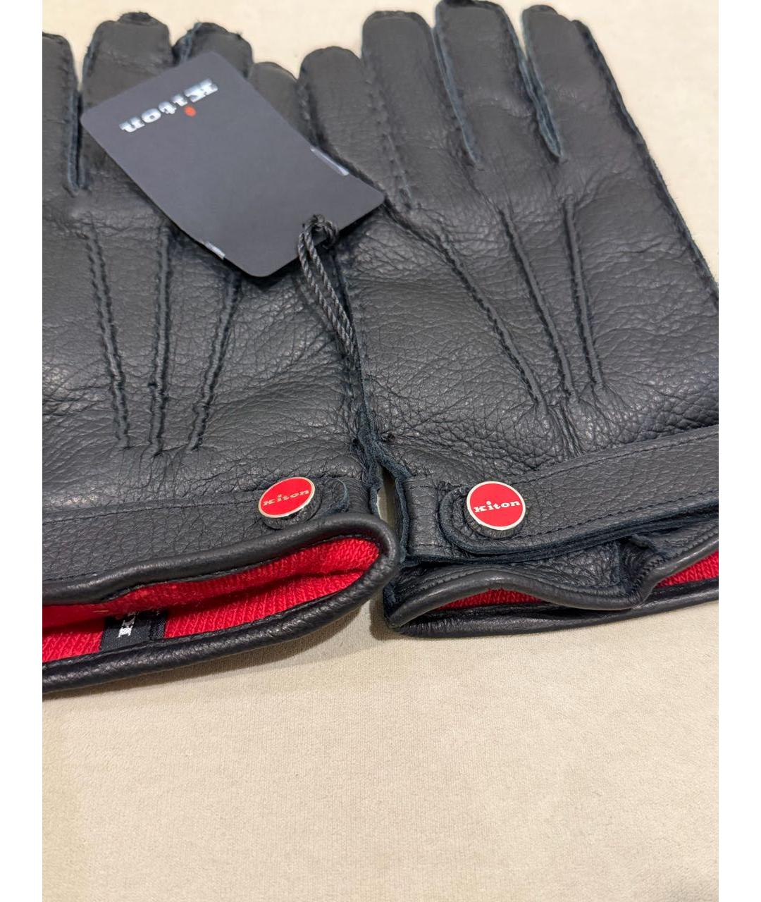 KITON Черные кожаные перчатки, фото 3
