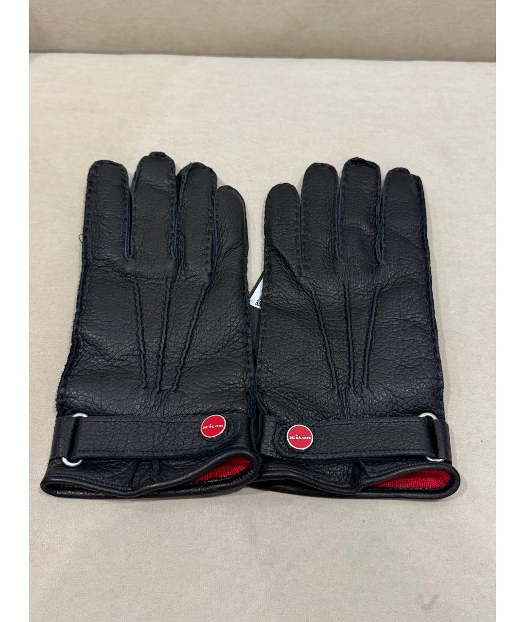 KITON Черные кожаные перчатки, фото 5