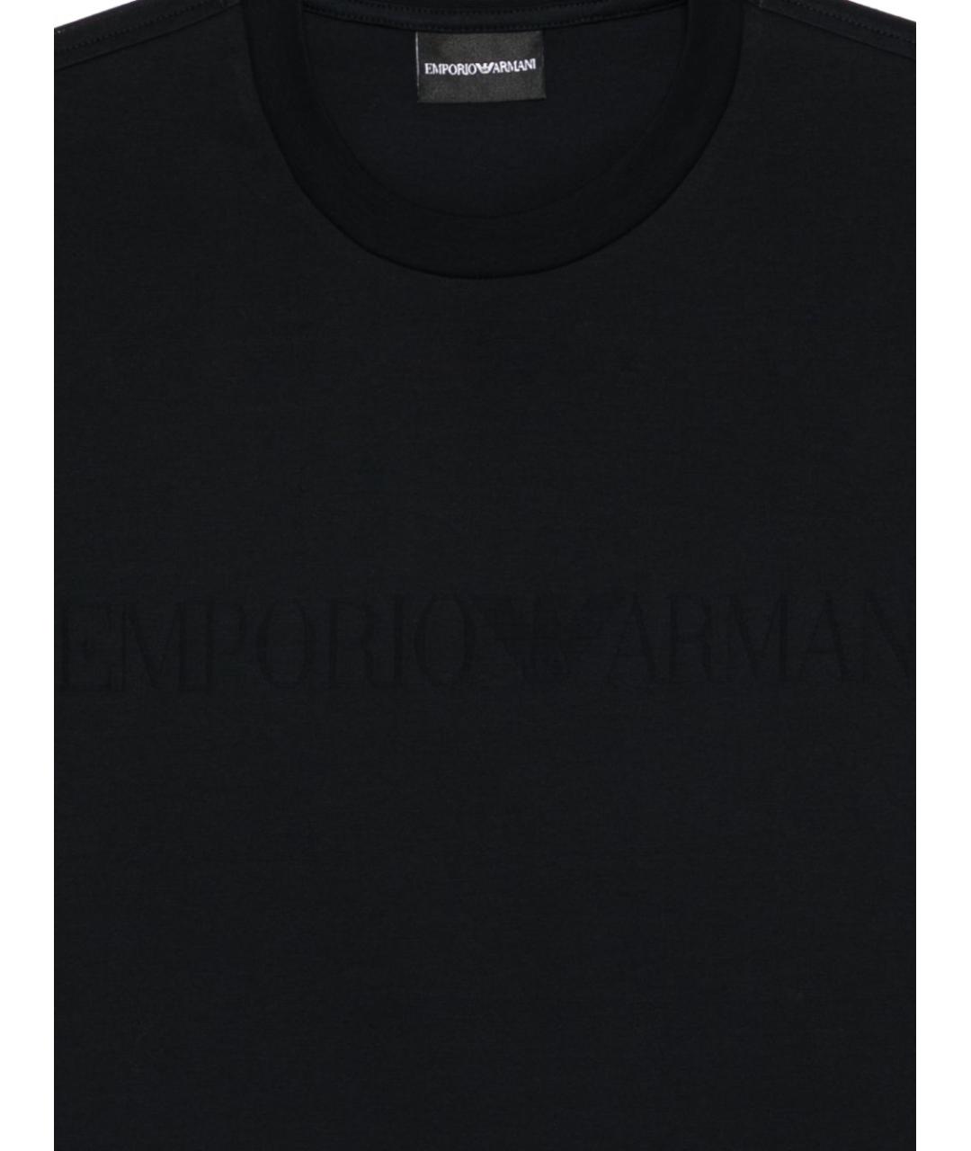 EMPORIO ARMANI Черная хлопковая футболка, фото 3