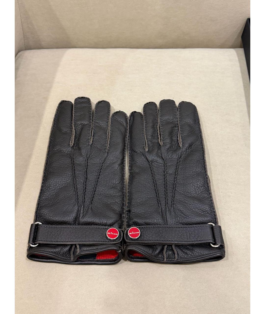 KITON Коричневые кожаные перчатки, фото 5