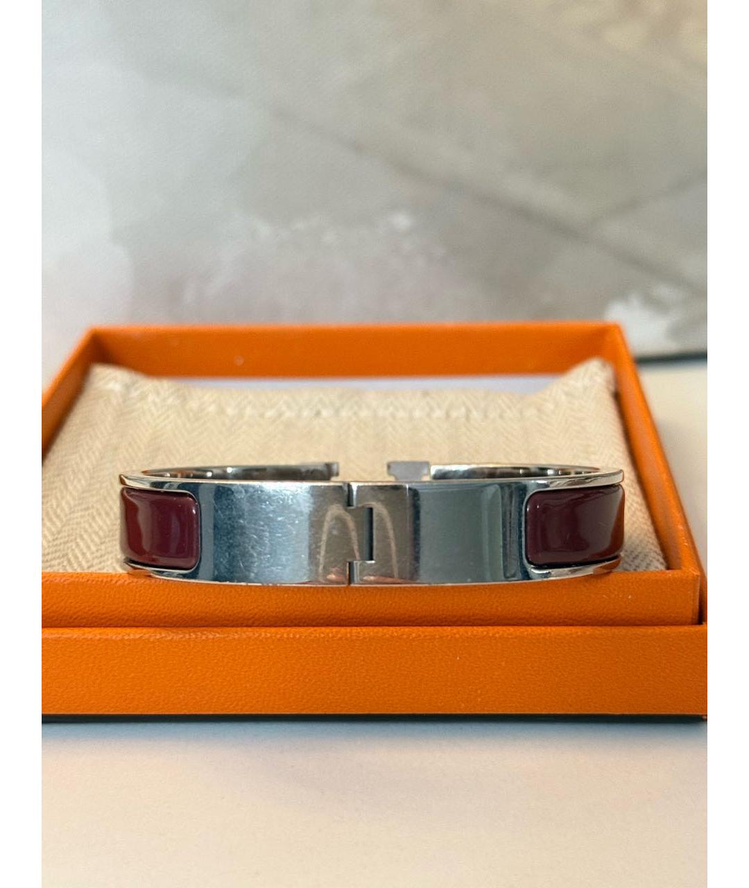 HERMES Бордовый металлический браслет, фото 7