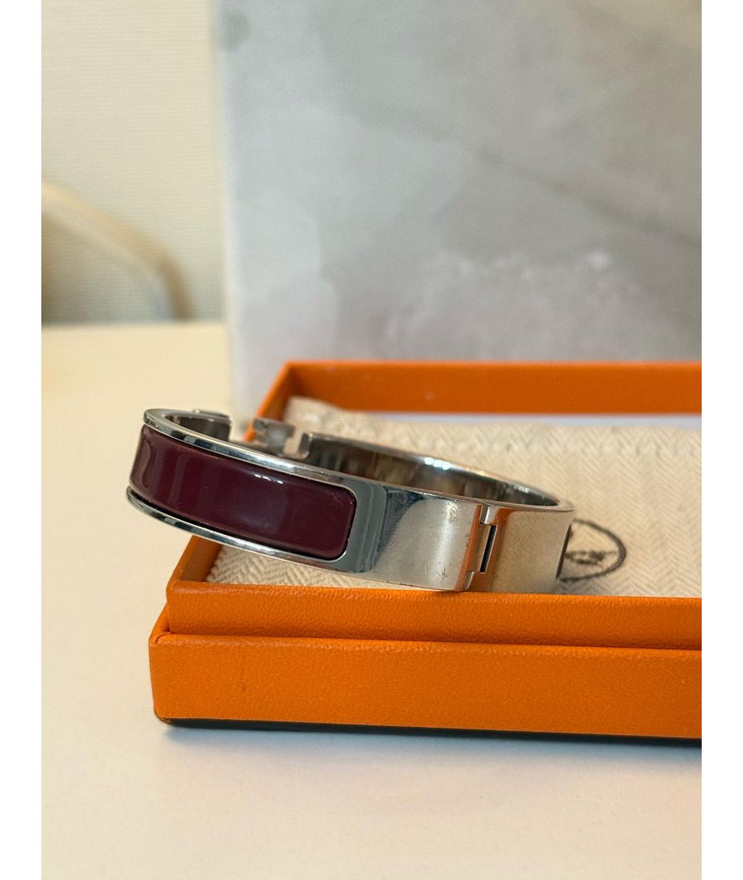 HERMES Бордовый металлический браслет, фото 2