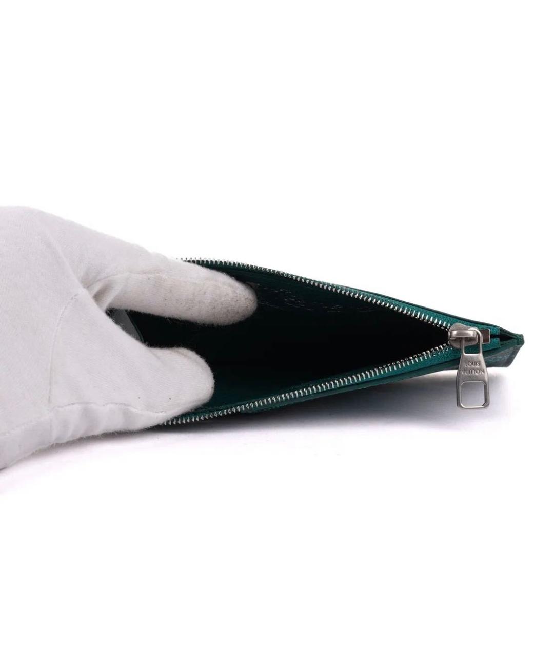 LOUIS VUITTON Зеленый кожаный кардхолдер, фото 7