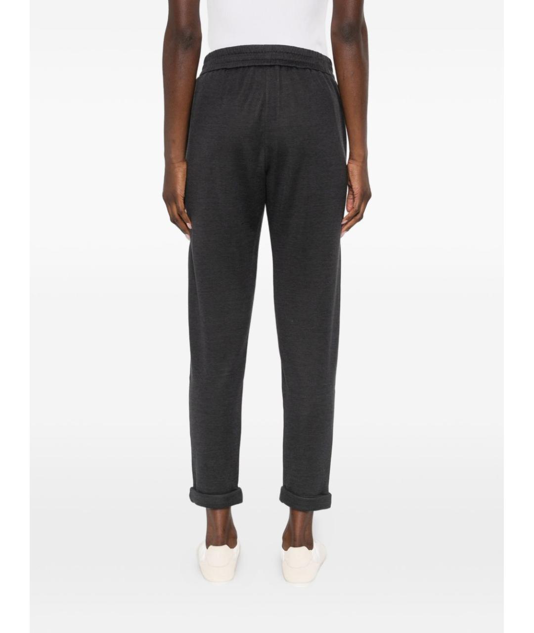 BRUNELLO CUCINELLI Серые хлопковые прямые брюки, фото 4