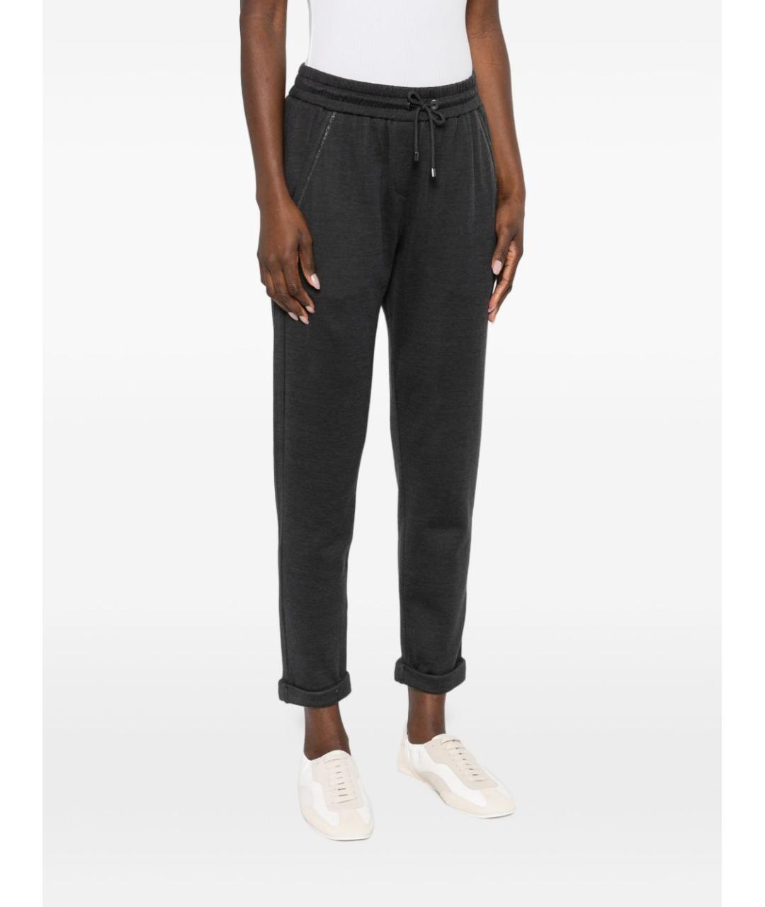 BRUNELLO CUCINELLI Серые хлопковые прямые брюки, фото 5