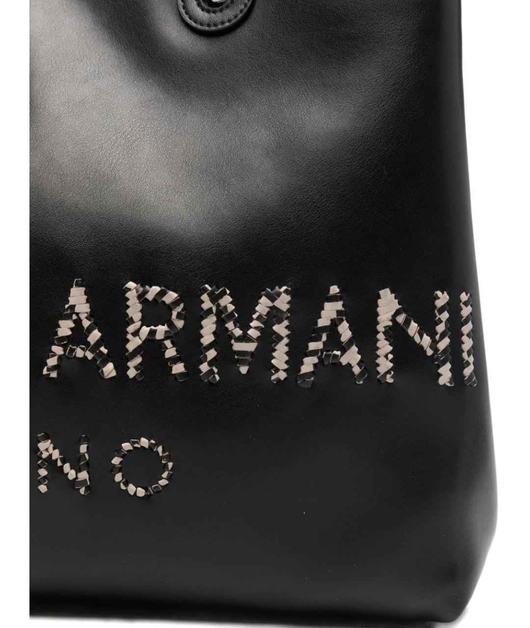 EMPORIO ARMANI Черная кожаная сумка тоут, фото 2