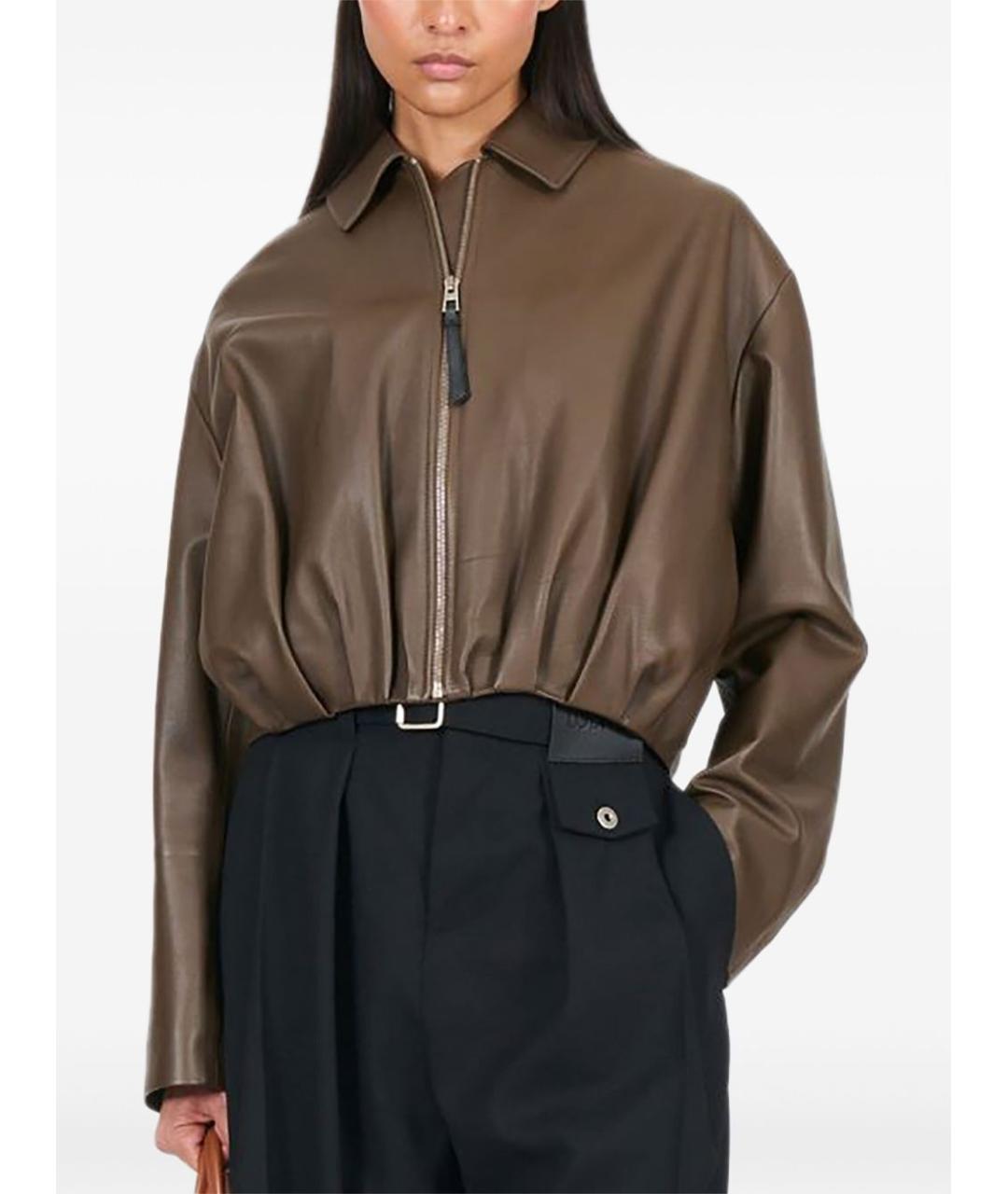 LOEWE Зеленая кожаная куртка, фото 3