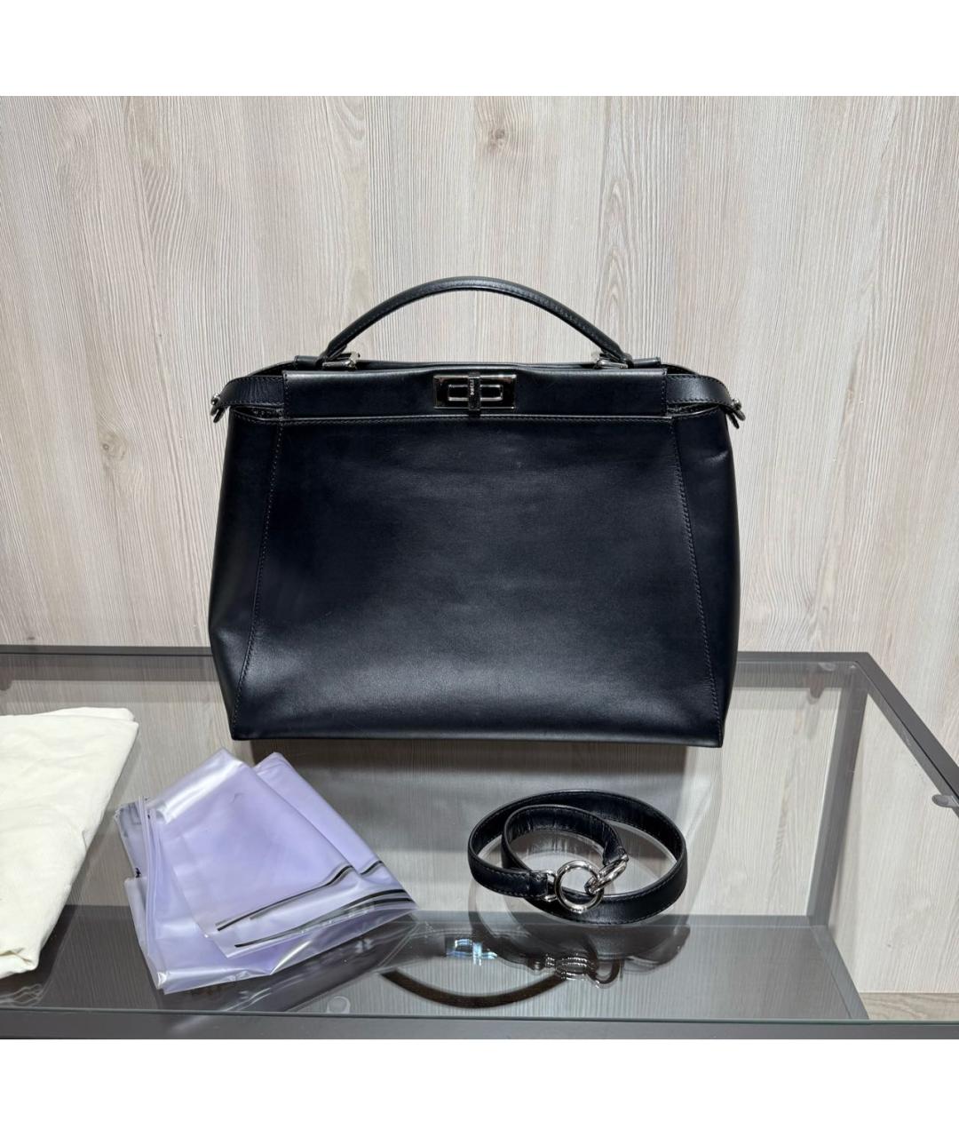 FENDI Черная кожаная сумка через плечо, фото 2