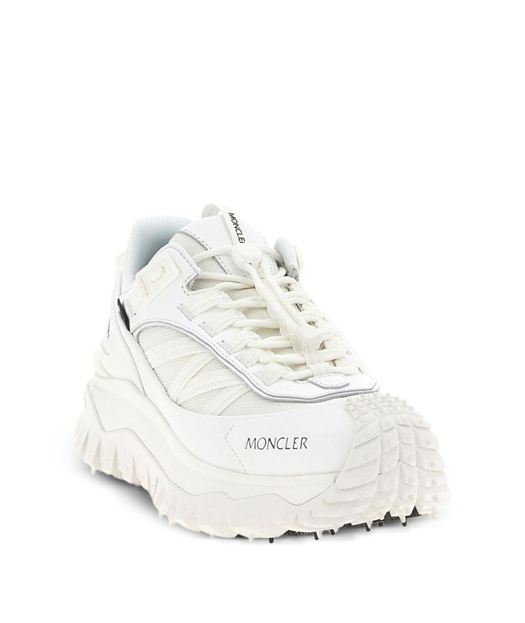 MONCLER Белые текстильные низкие кроссовки / кеды, фото 2