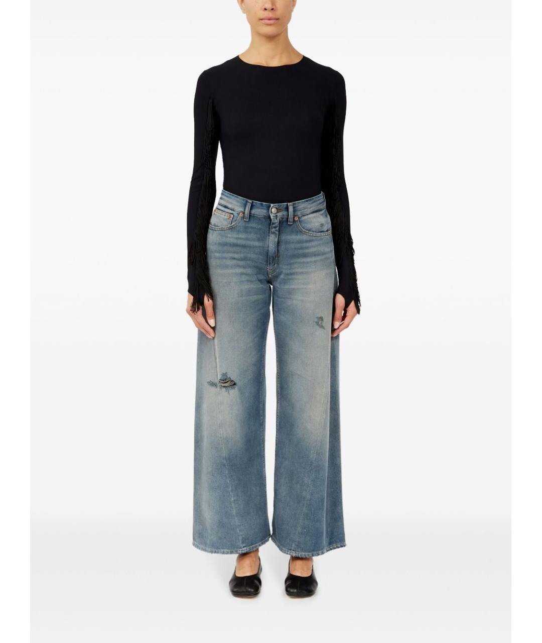 MM6 MAISON MARGIELA Голубые хлопковые прямые джинсы, фото 4