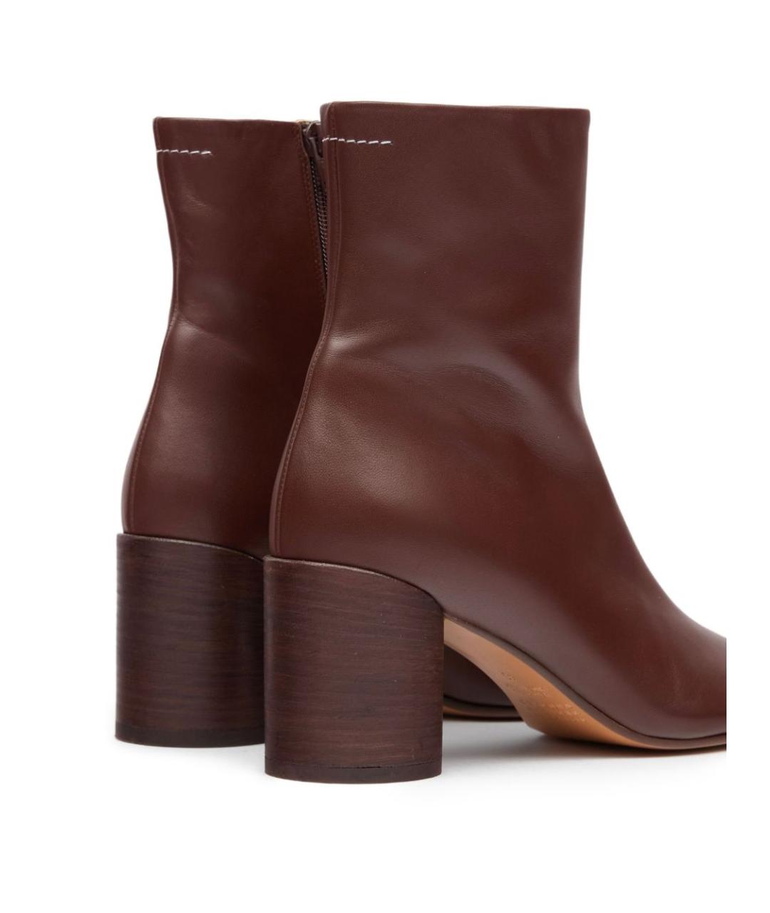 MM6 MAISON MARGIELA Коричневые кожаные ботильоны, фото 5
