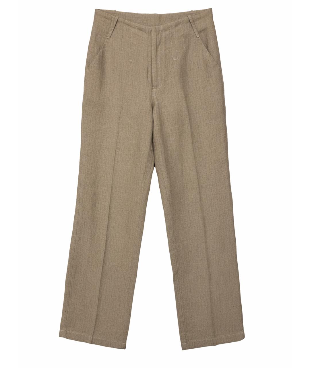 TRUSSARDI Бежевые льняные брюки широкие, фото 1
