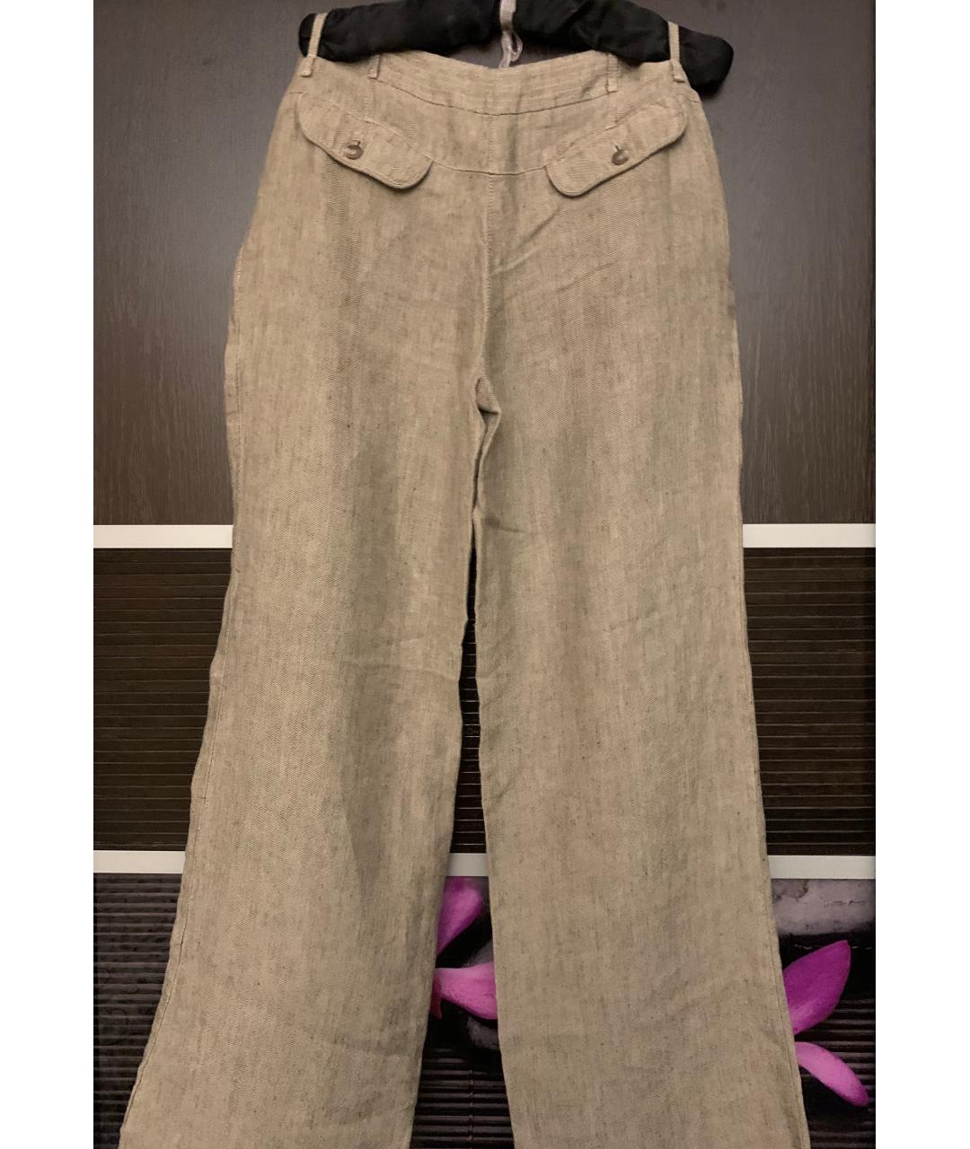 TRUSSARDI Бежевые льняные брюки широкие, фото 2