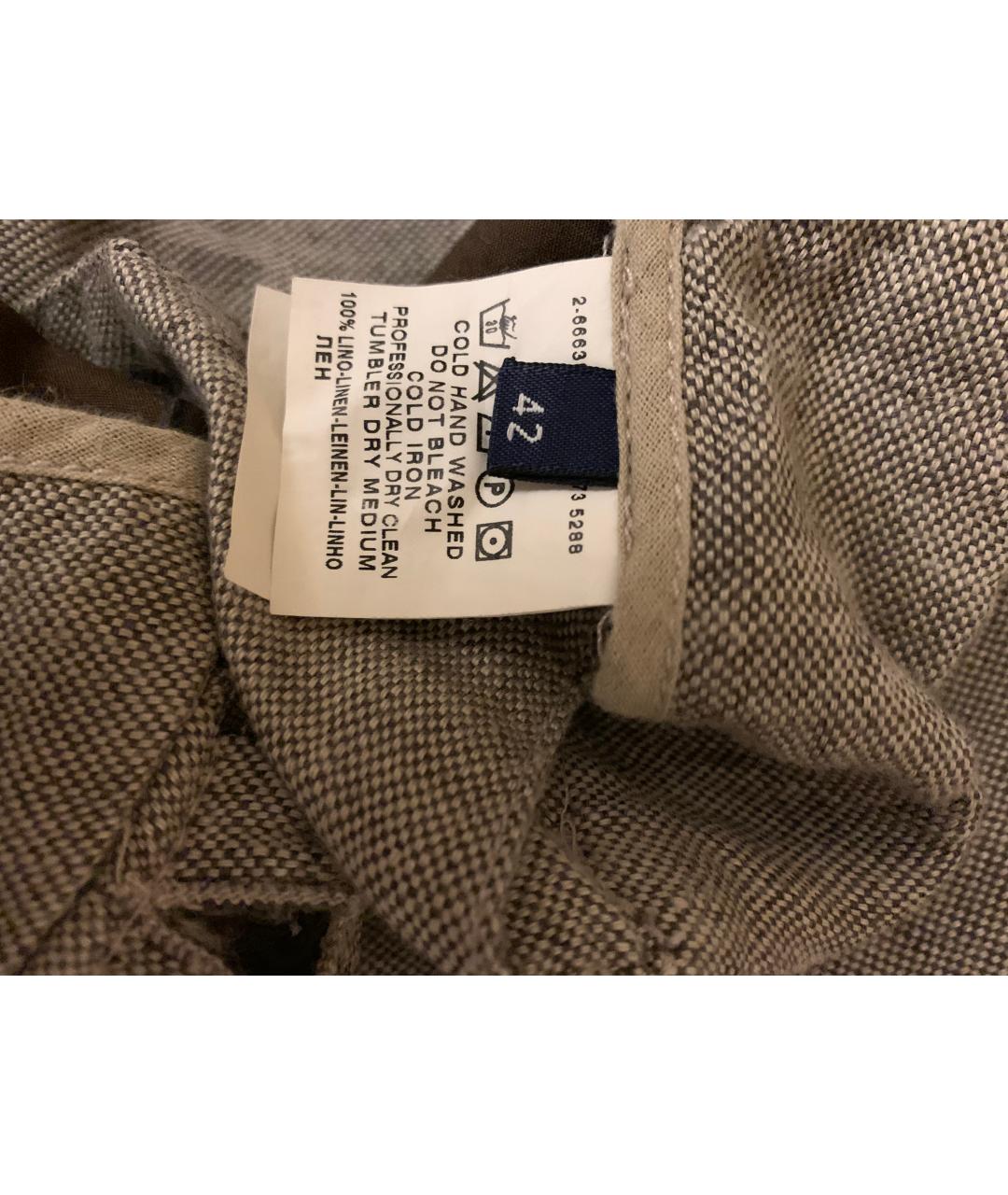 TRUSSARDI Бежевые льняные брюки широкие, фото 5