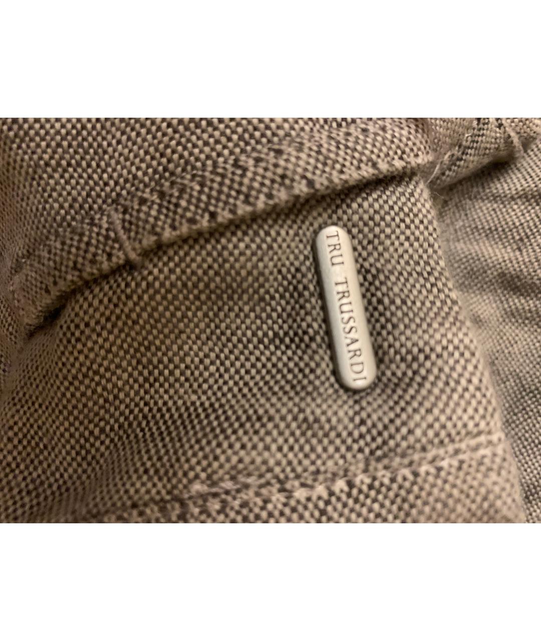 TRUSSARDI Бежевые льняные брюки широкие, фото 6