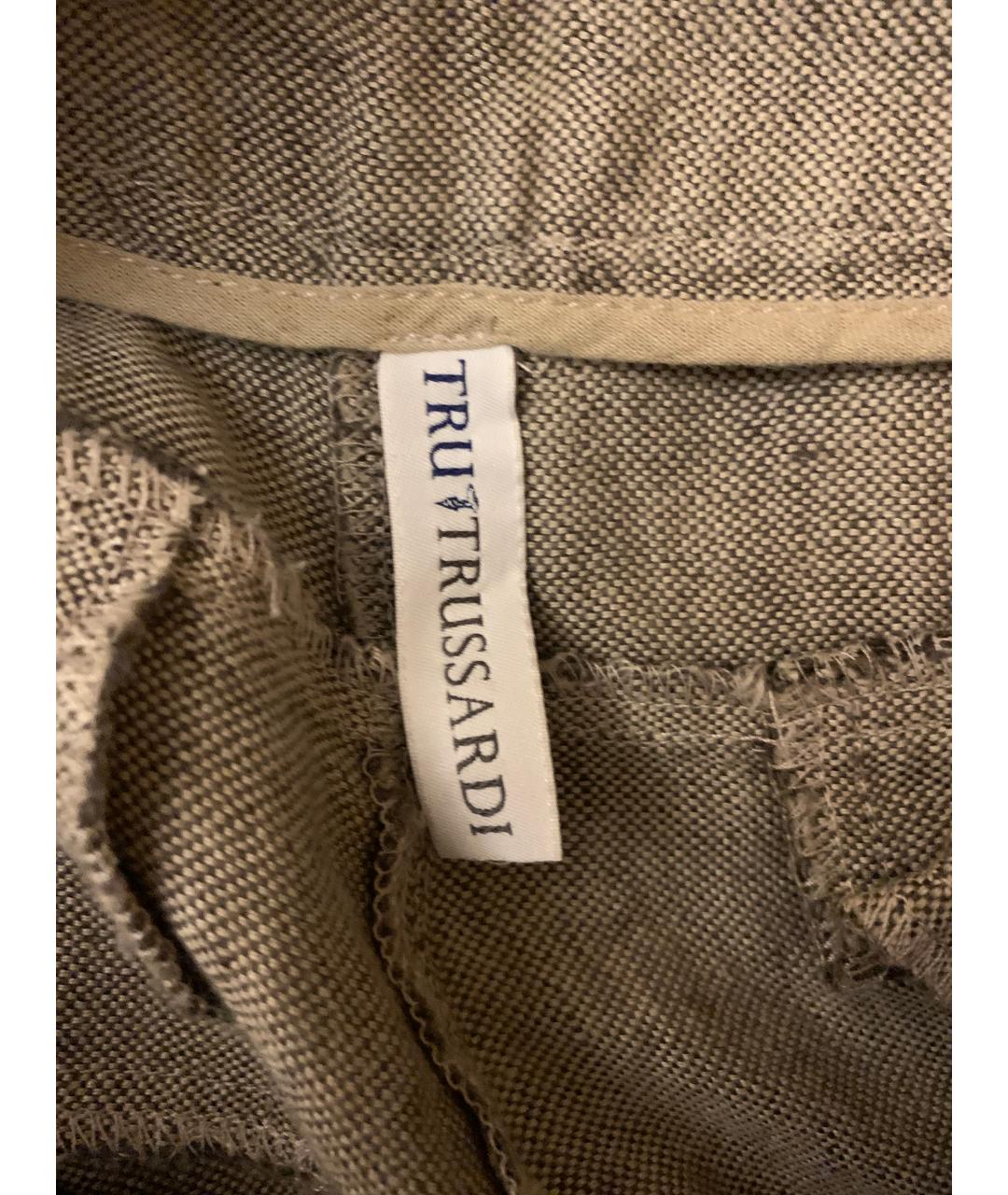 TRUSSARDI Бежевые льняные брюки широкие, фото 3