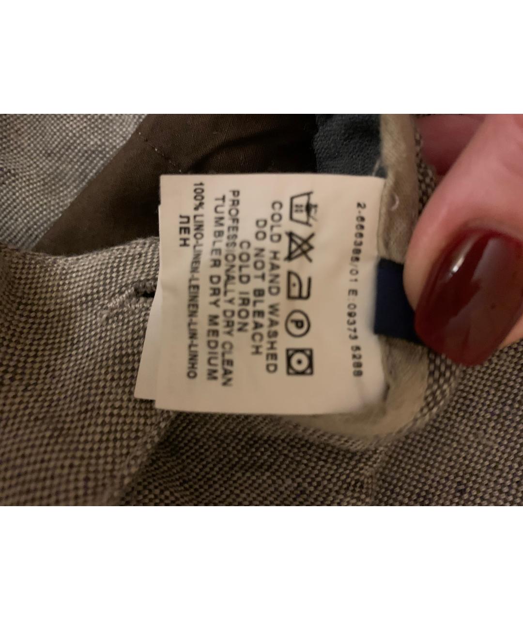 TRUSSARDI Бежевые льняные брюки широкие, фото 4