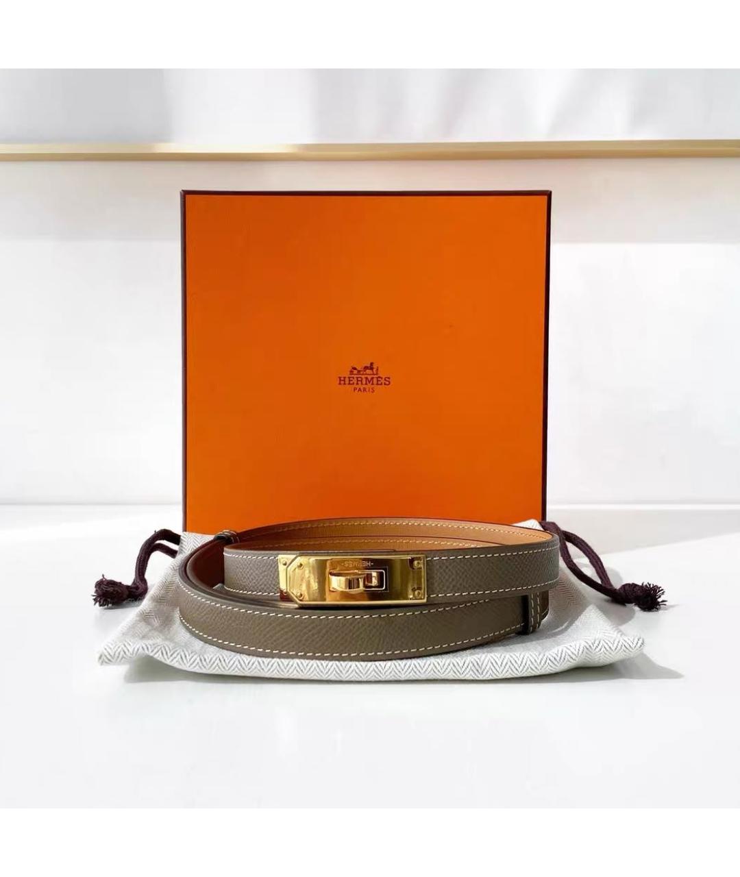 HERMES Коричневый кожаный ремень, фото 5