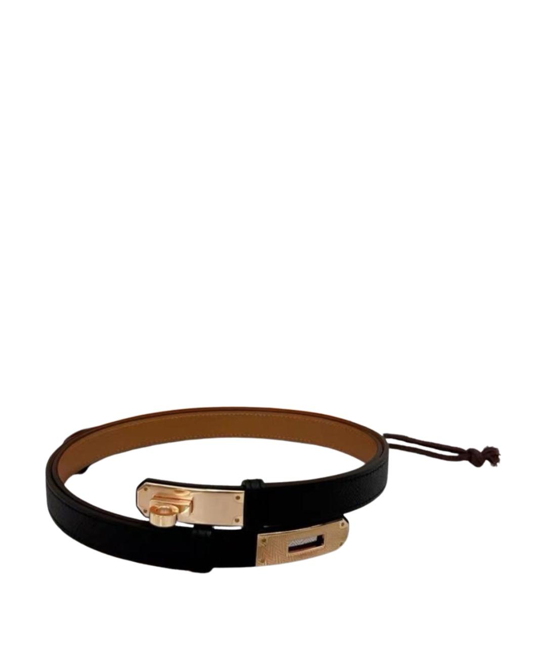 HERMES Черный кожаный ремень, фото 1