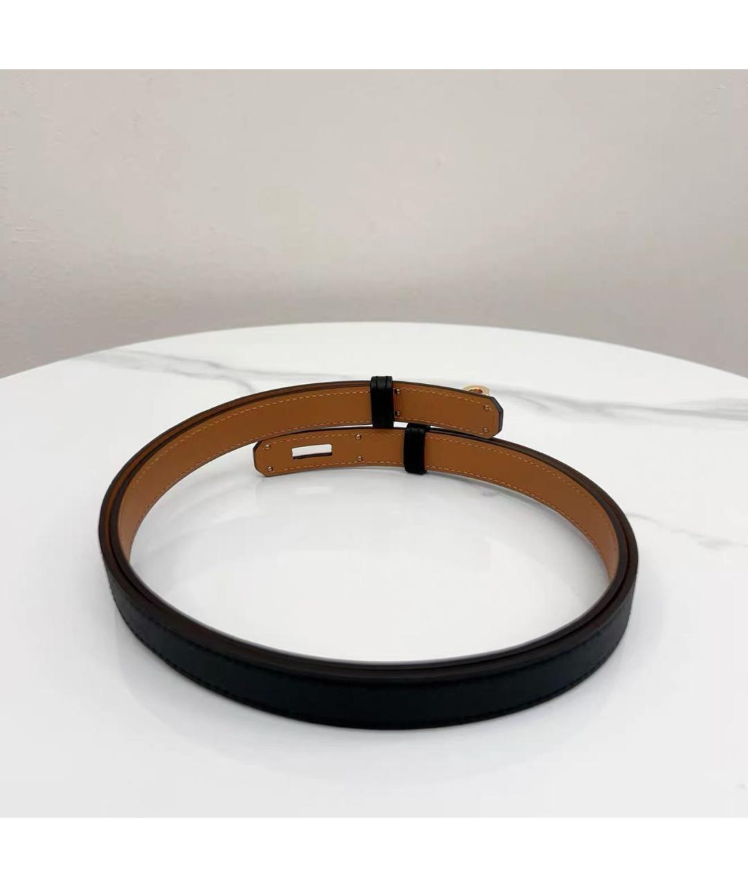 HERMES Черный кожаный ремень, фото 2