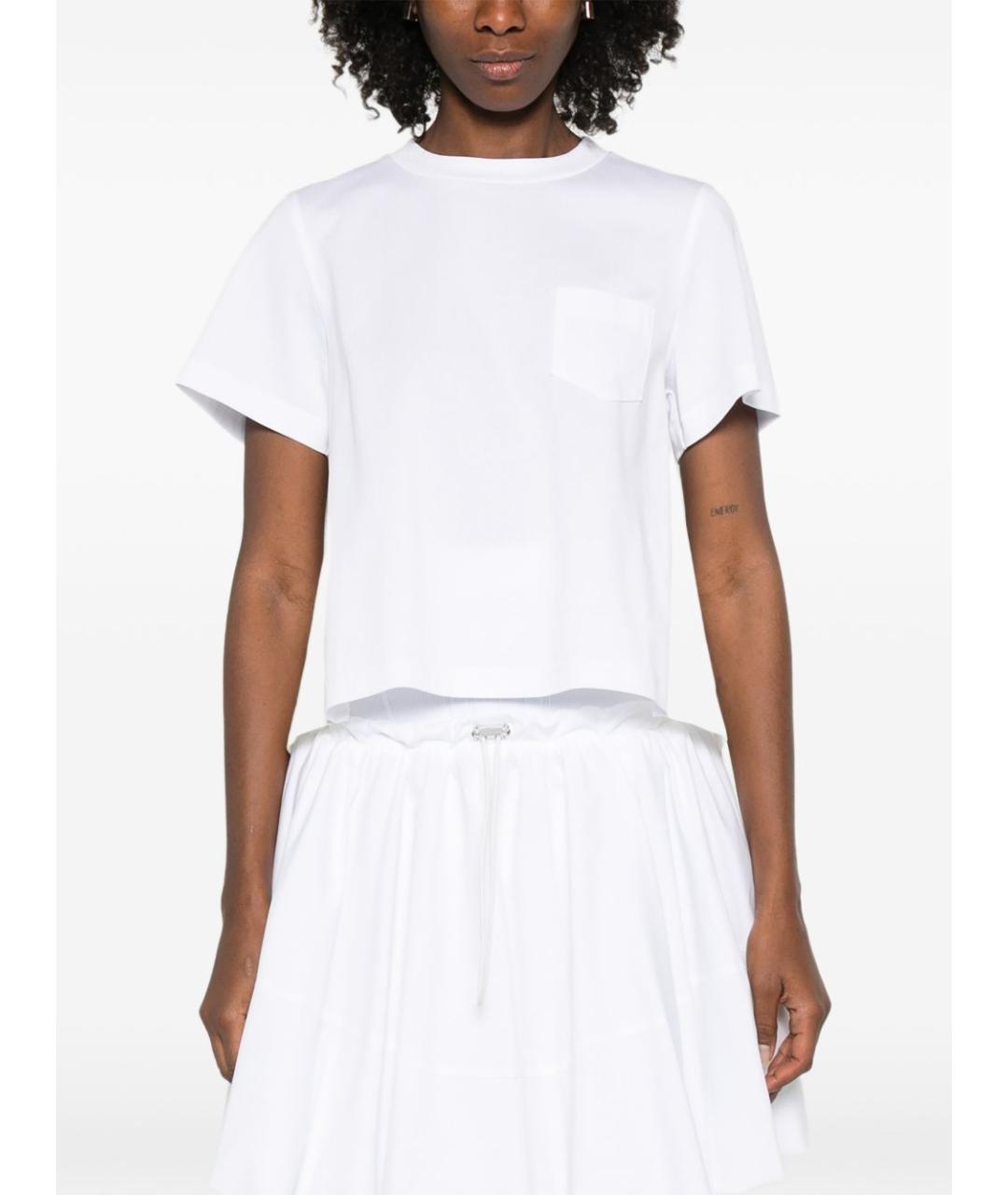 SACAI Белая хлопковая футболка, фото 5