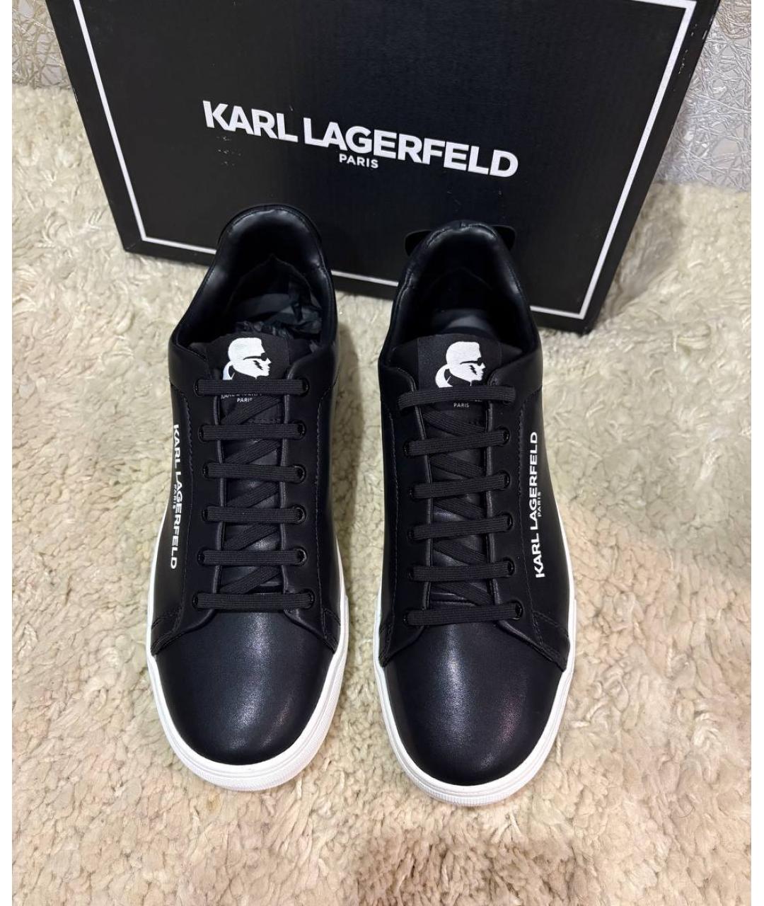 KARL LAGERFELD Черные кожаные кеды, фото 2