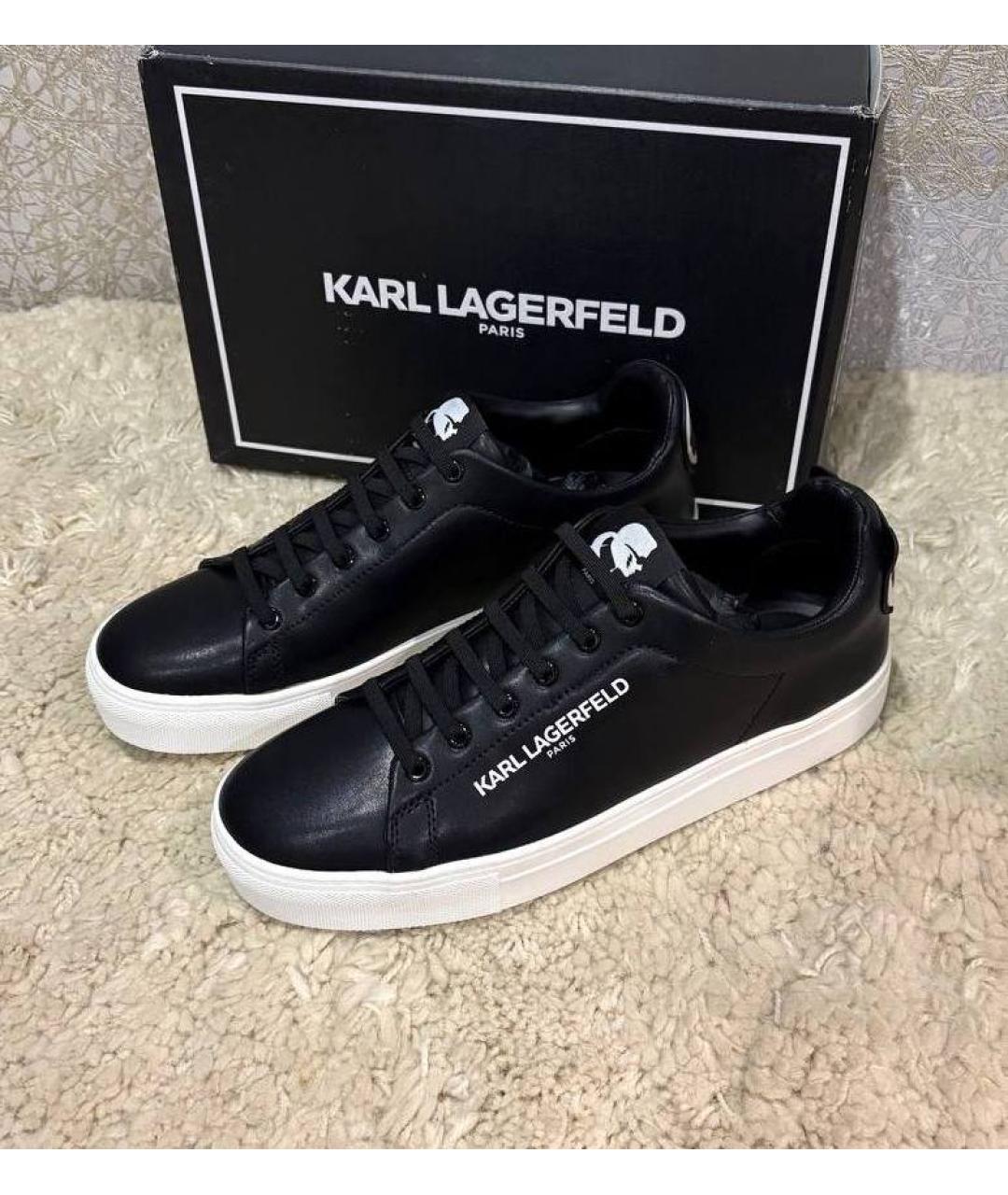 KARL LAGERFELD Черные кожаные кеды, фото 3