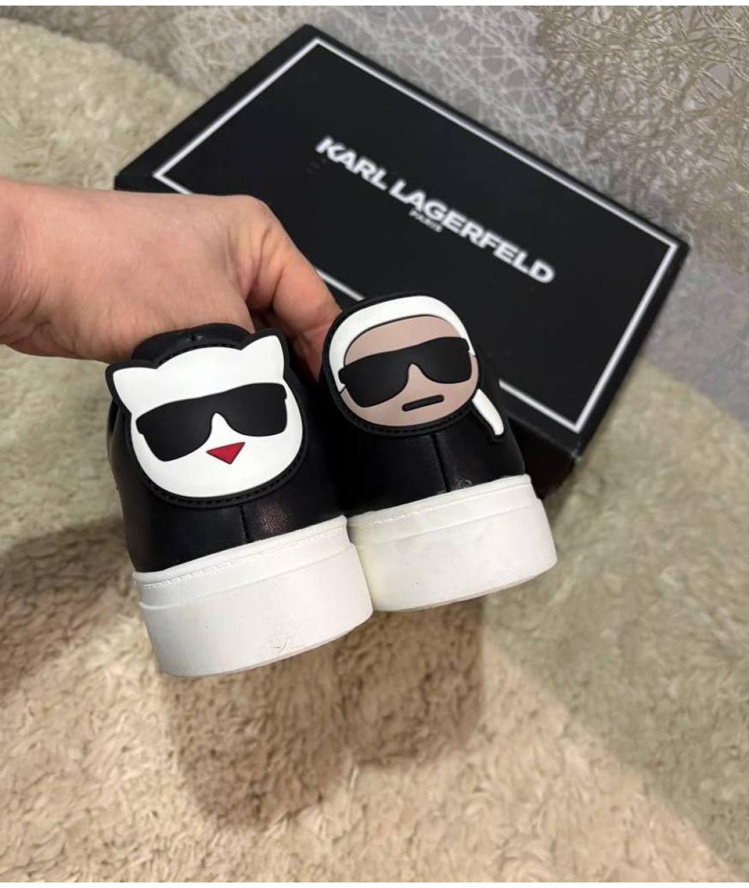 KARL LAGERFELD Черные кожаные кеды, фото 4