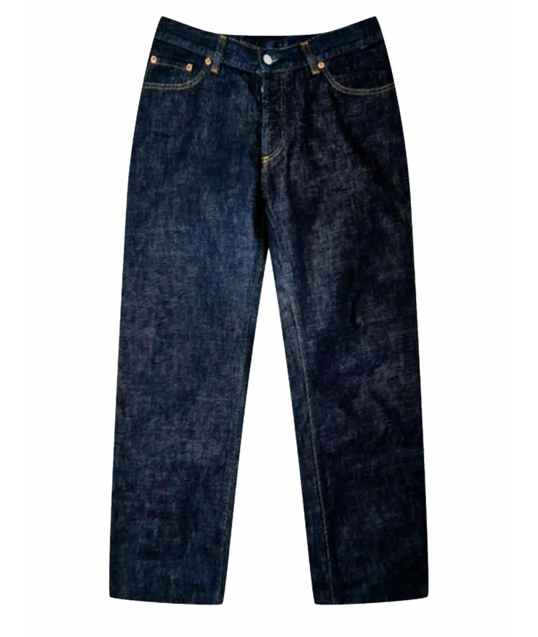 HELMUT LANG Синие хлопковые прямые джинсы, фото 1