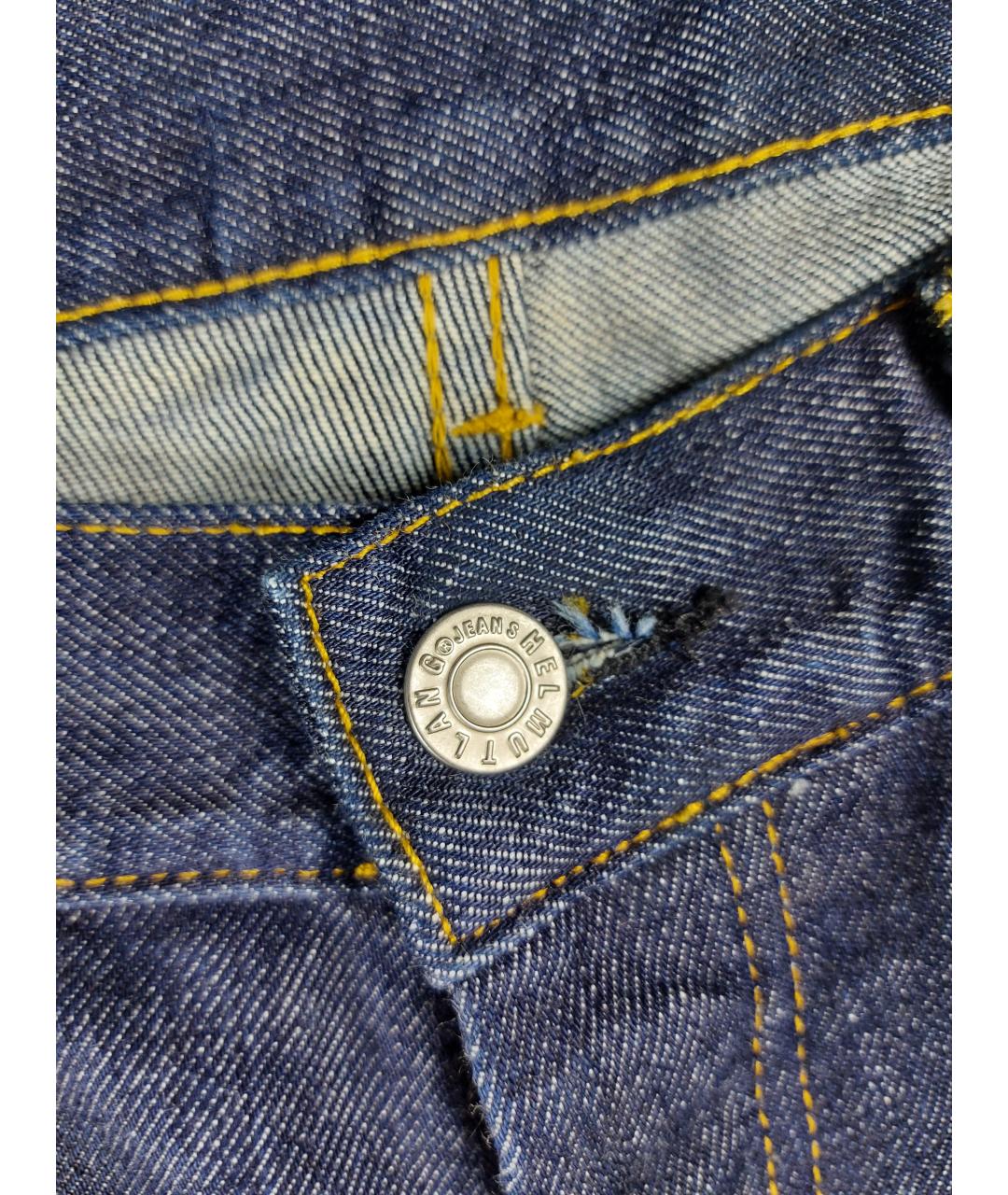 HELMUT LANG Синие хлопковые прямые джинсы, фото 3