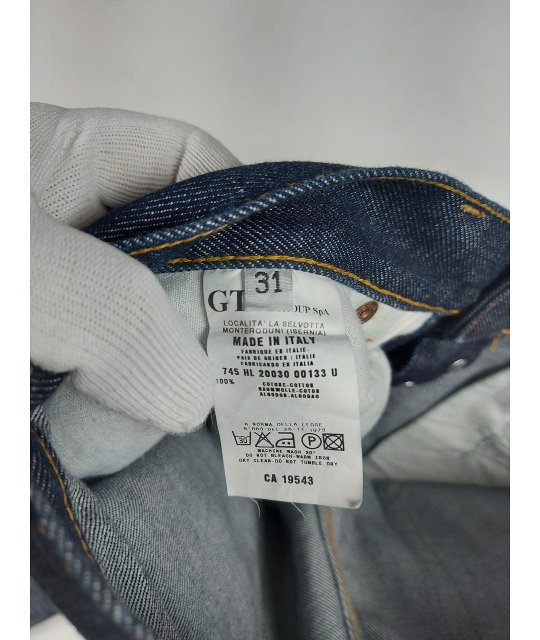 HELMUT LANG Синие хлопковые прямые джинсы, фото 4