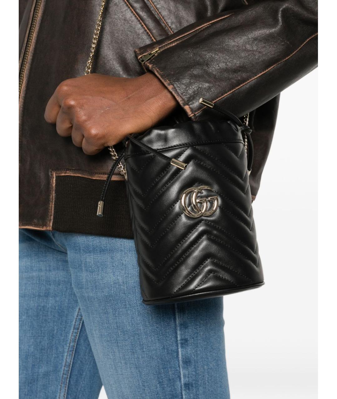 GUCCI Черная кожаная сумка через плечо, фото 5