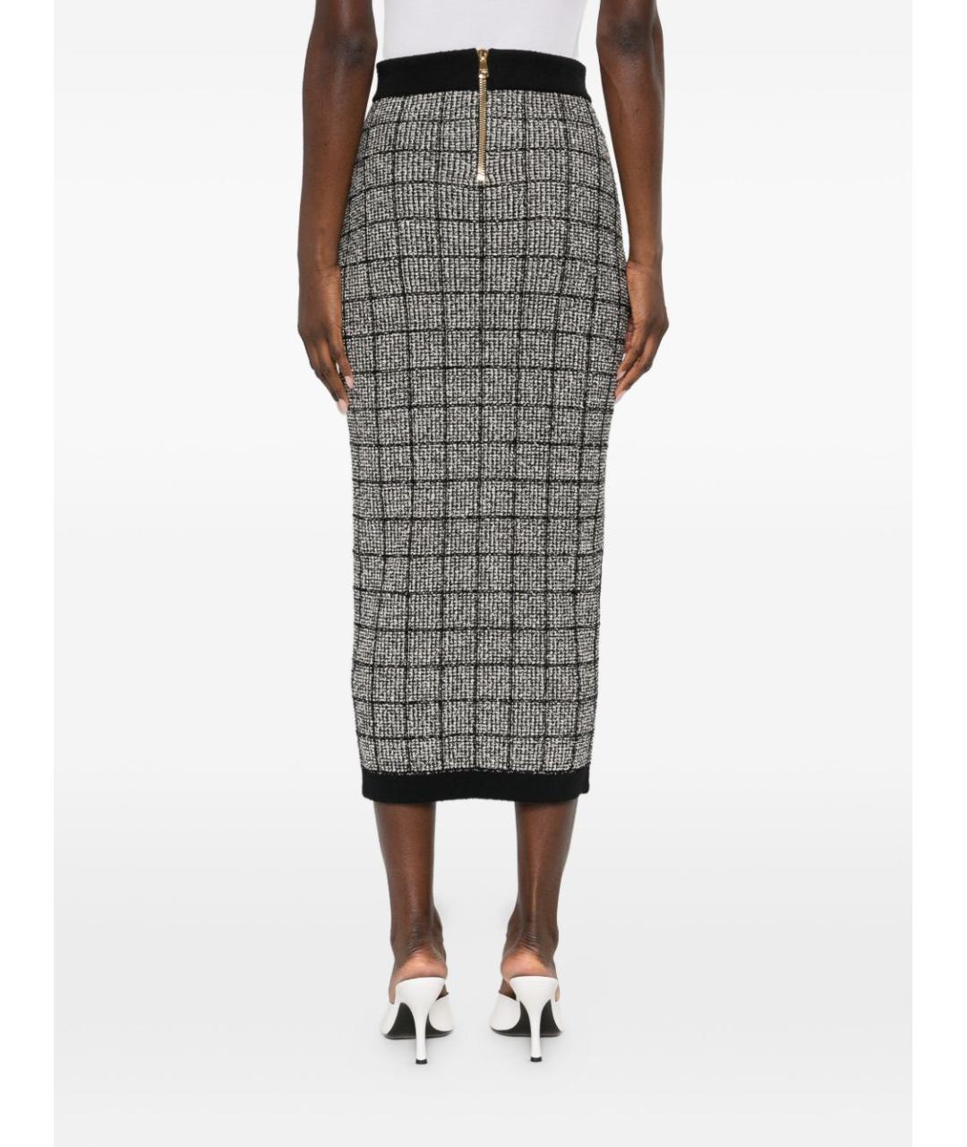 BALMAIN Черная твидовая юбка миди, фото 3
