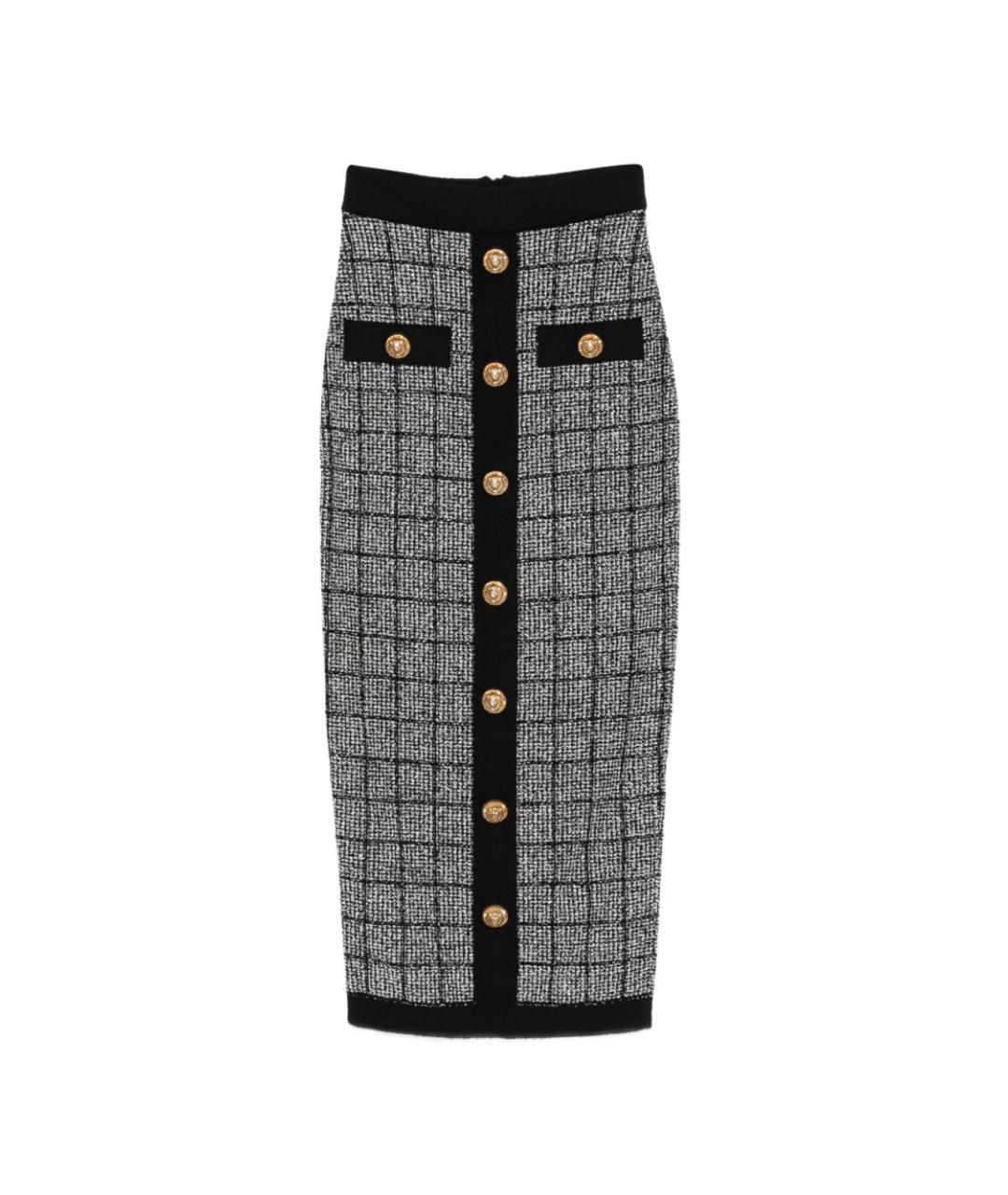 BALMAIN Черная твидовая юбка миди, фото 1