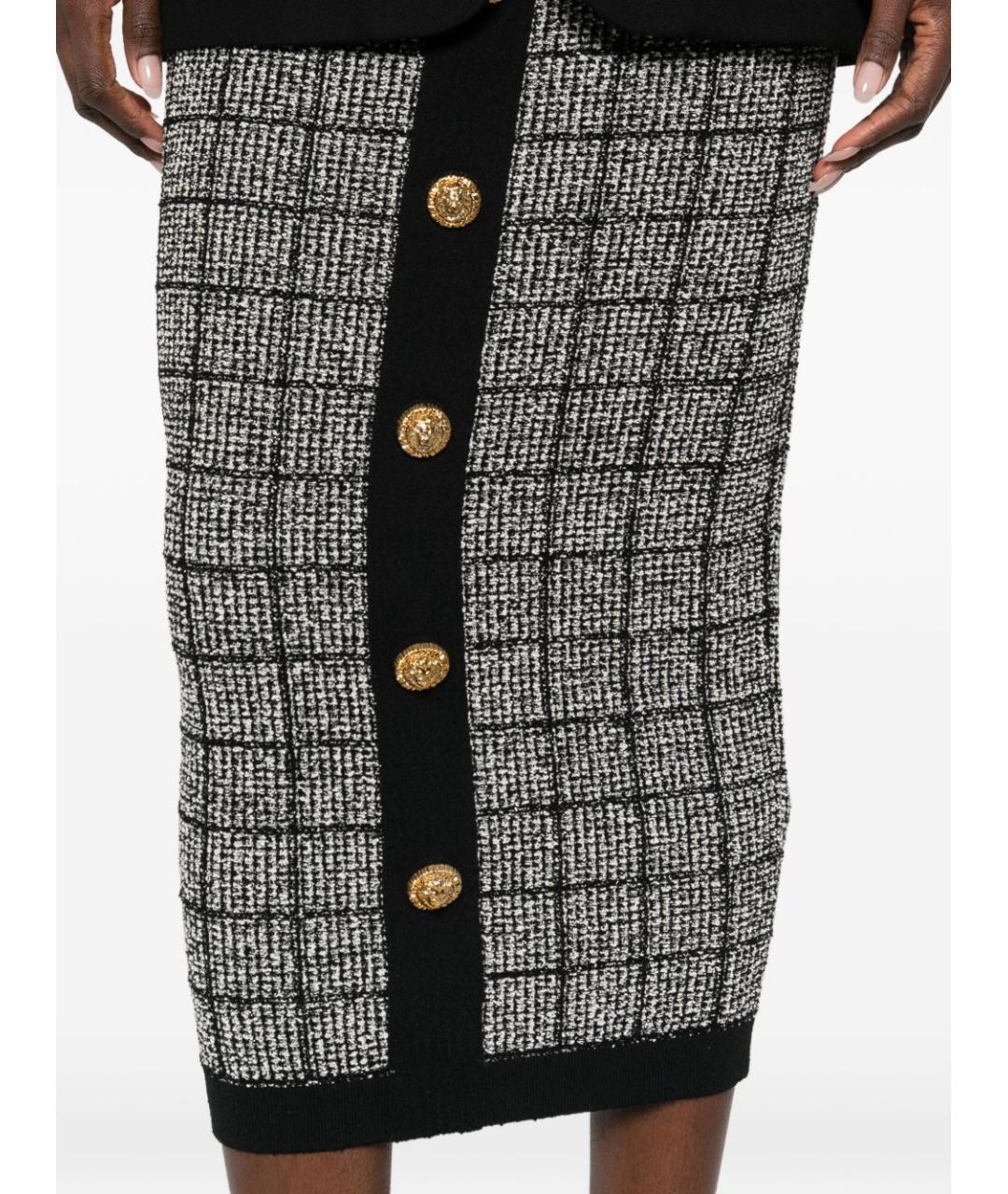 BALMAIN Черная твидовая юбка миди, фото 4