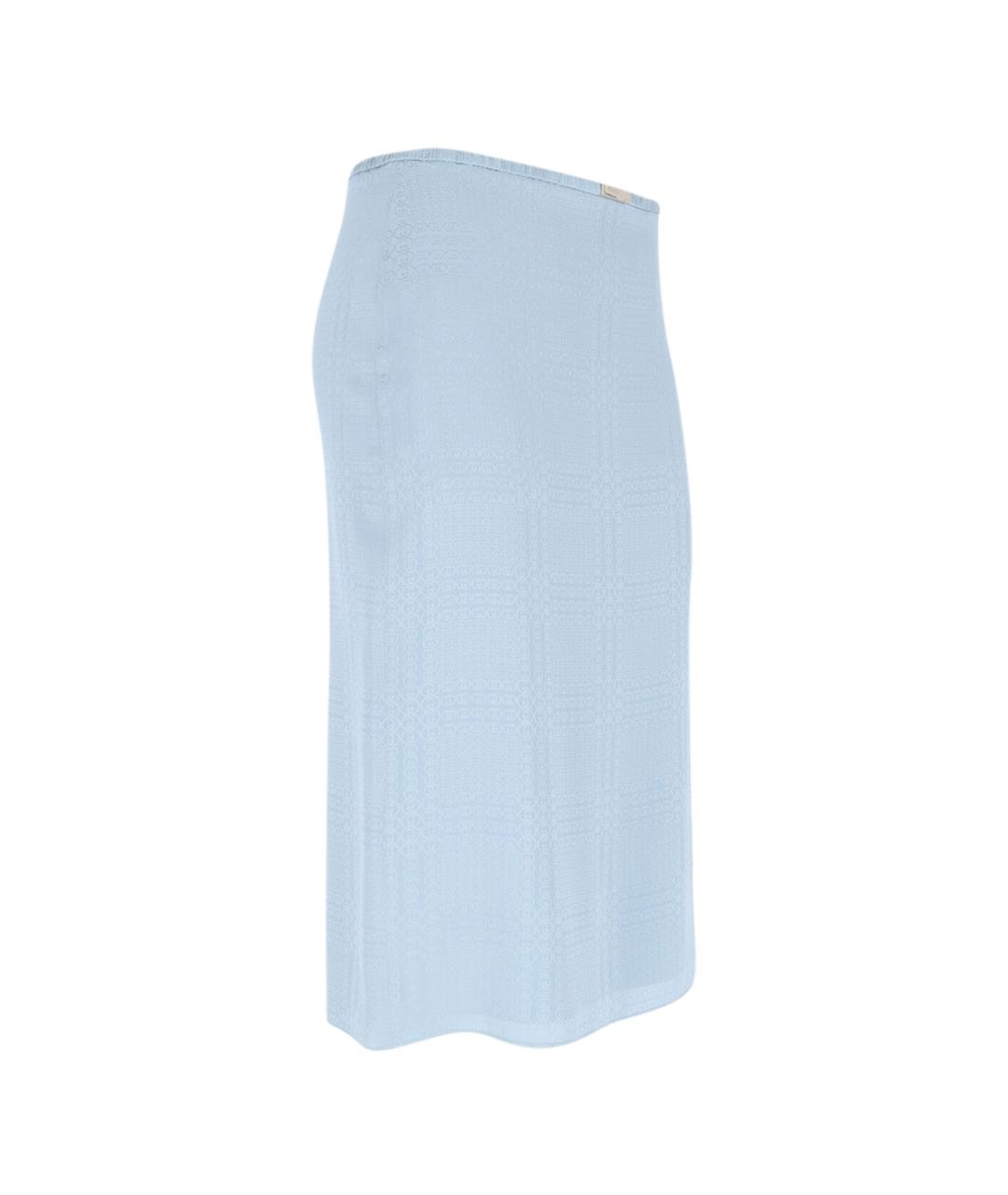 GUCCI Голубая шелковая юбка миди, фото 3