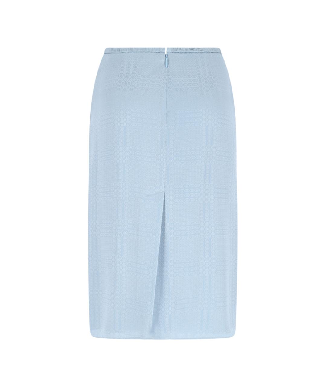GUCCI Голубая шелковая юбка миди, фото 2