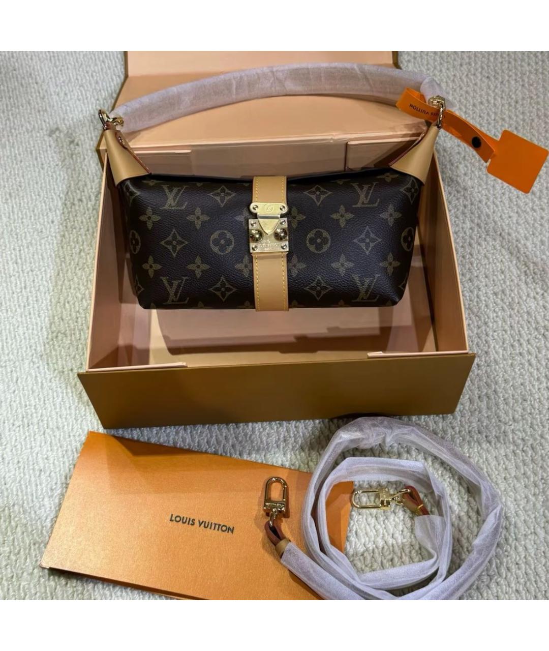 LOUIS VUITTON Коричневая кожаная сумка через плечо, фото 2