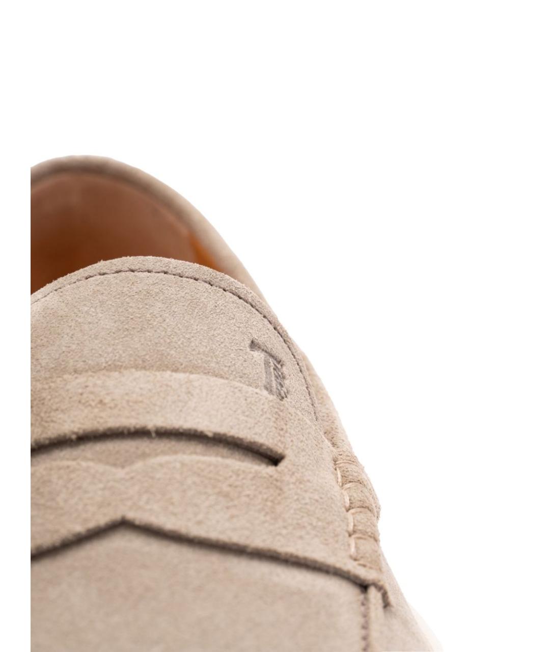 TOD'S Бежевые замшевые лоферы, фото 5