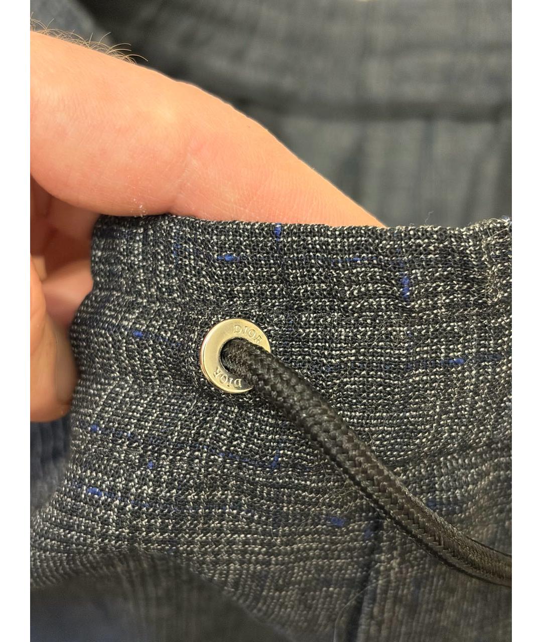 CHRISTIAN DIOR Темно-синие шерстяные повседневные брюки, фото 6