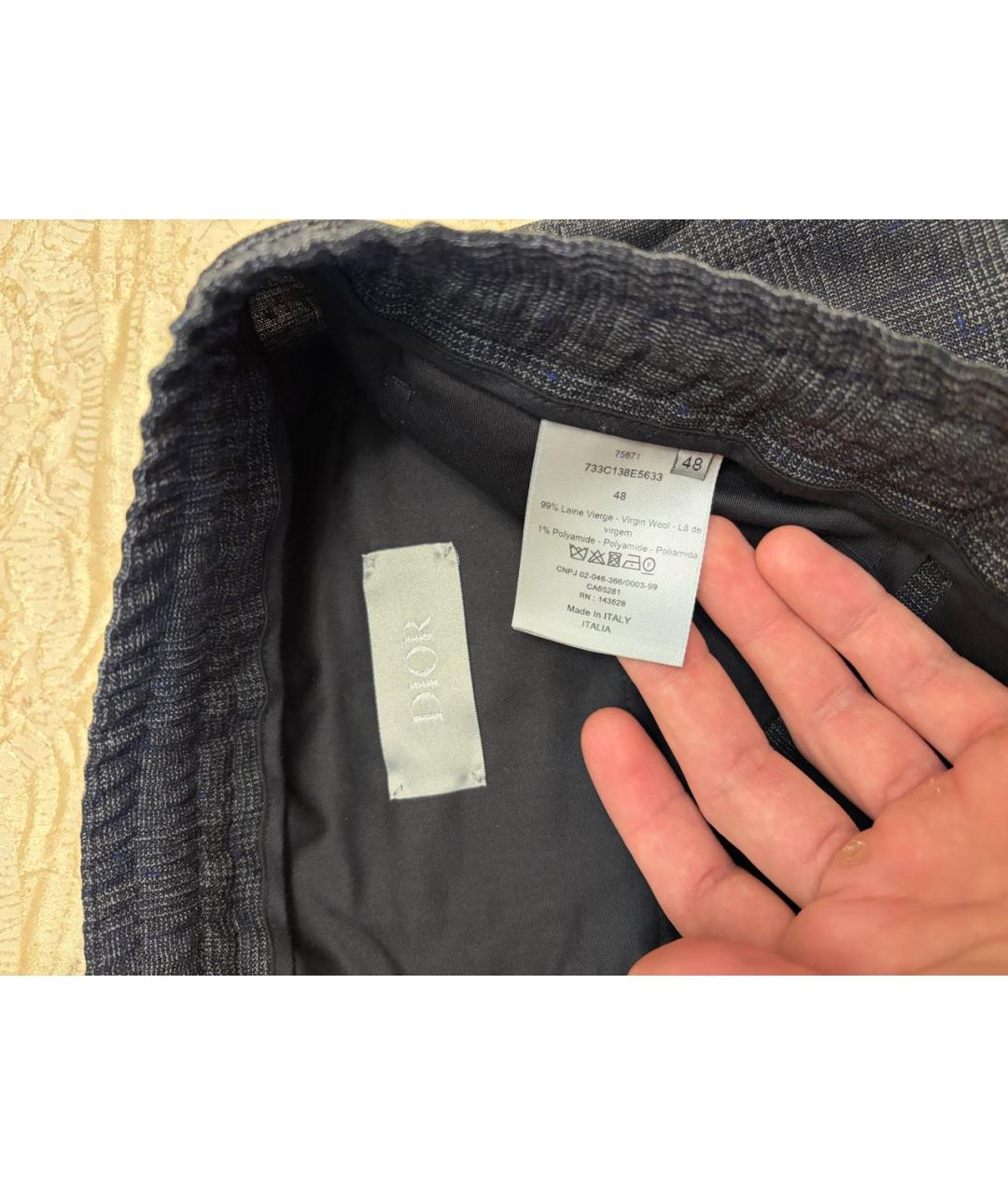 CHRISTIAN DIOR Темно-синие шерстяные повседневные брюки, фото 2