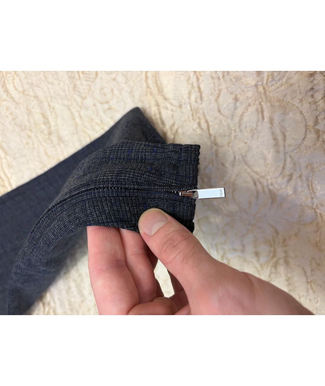 CHRISTIAN DIOR Темно-синие шерстяные повседневные брюки, фото 5