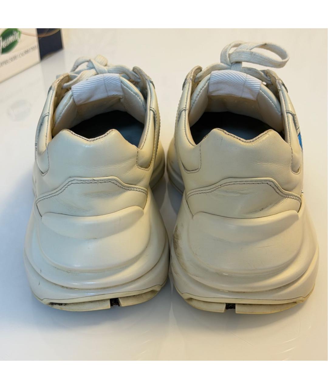 GUCCI Бежевые кожаные кроссовки, фото 4