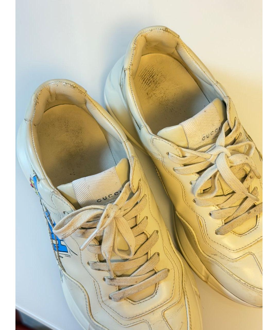 GUCCI Бежевые кожаные кроссовки, фото 3