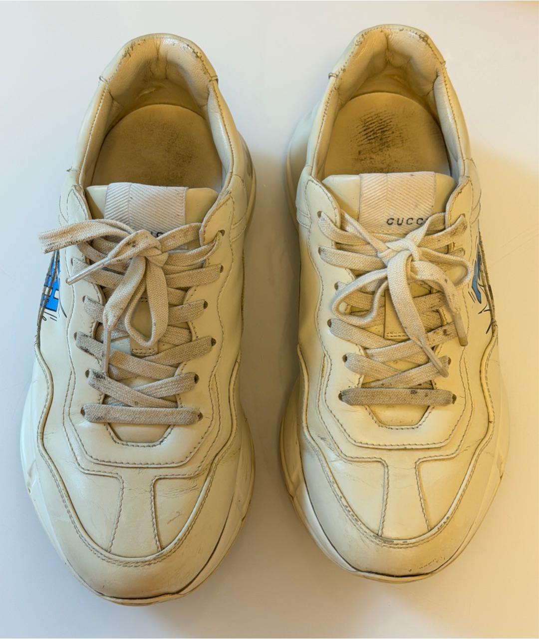 GUCCI Бежевые кожаные кроссовки, фото 2