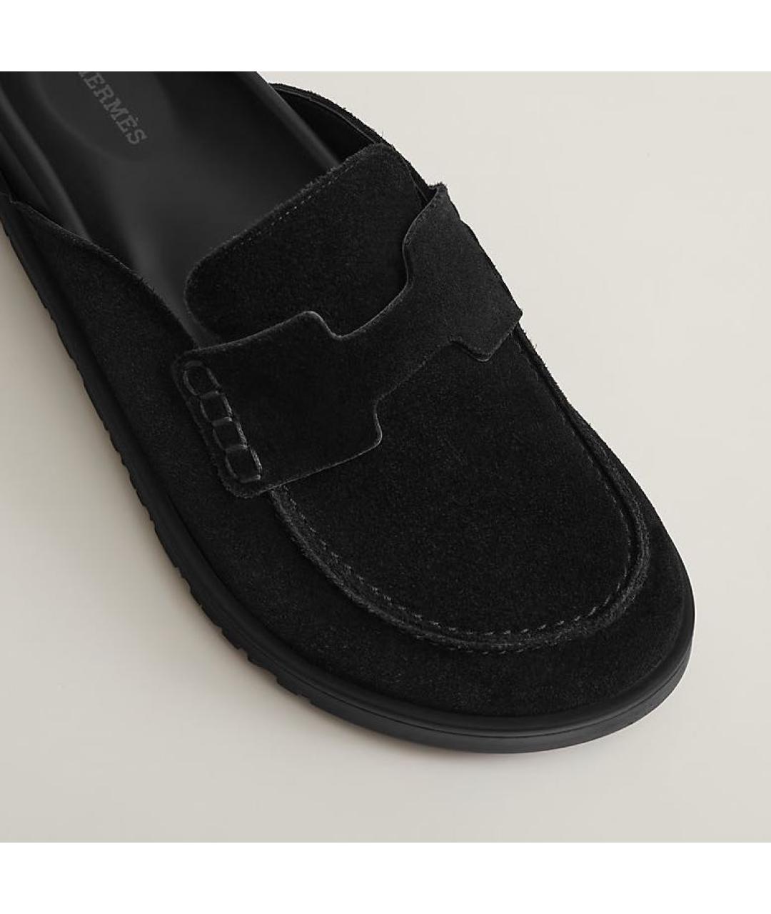 HERMES Черные замшевые мюли, фото 2