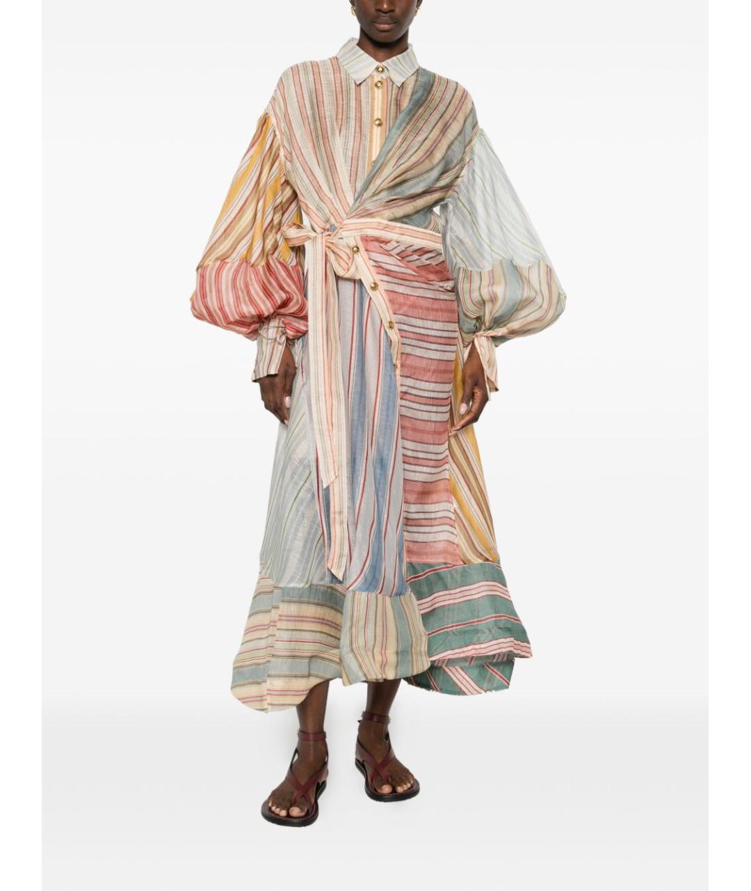 ZIMMERMANN Мульти льняное повседневное платье, фото 3