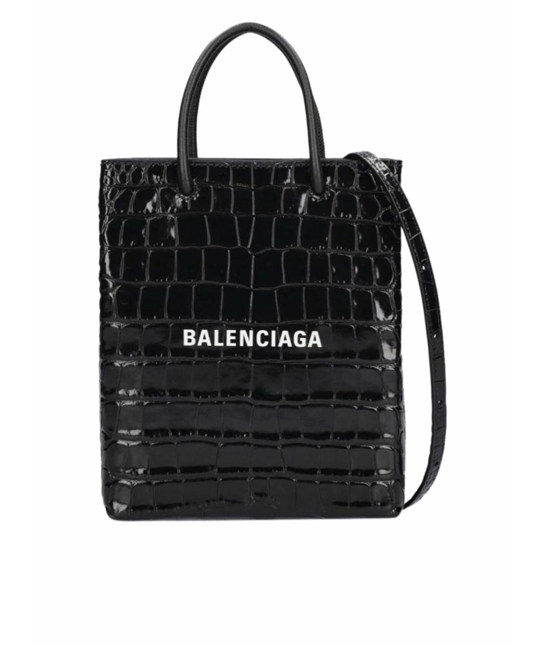 BALENCIAGA Черная кожаная сумка тоут, фото 1