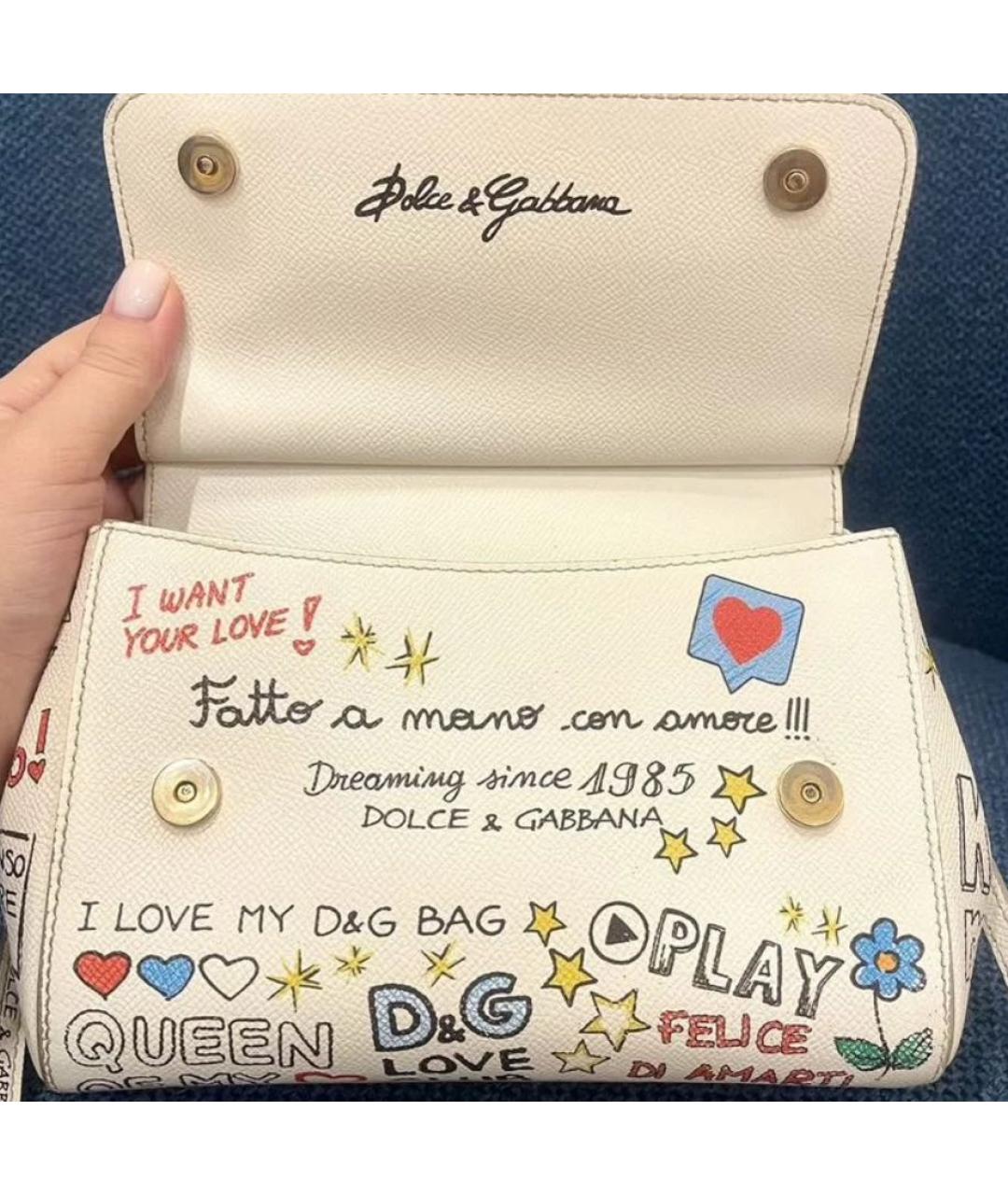 DOLCE&GABBANA Бежевая кожаная сумка через плечо, фото 4